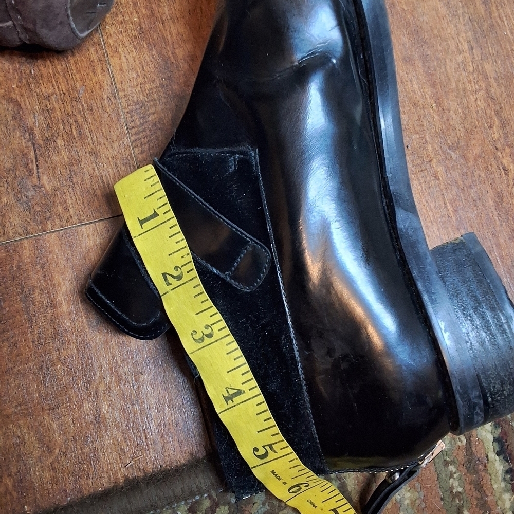 Stuart Weitzman Negev Jet Mirror Leather And Calf Black Leather Booties 9 - Picture 12 of 13